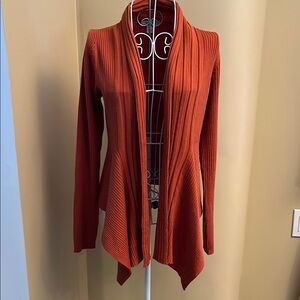Rust Open Front Cardigan Sweater